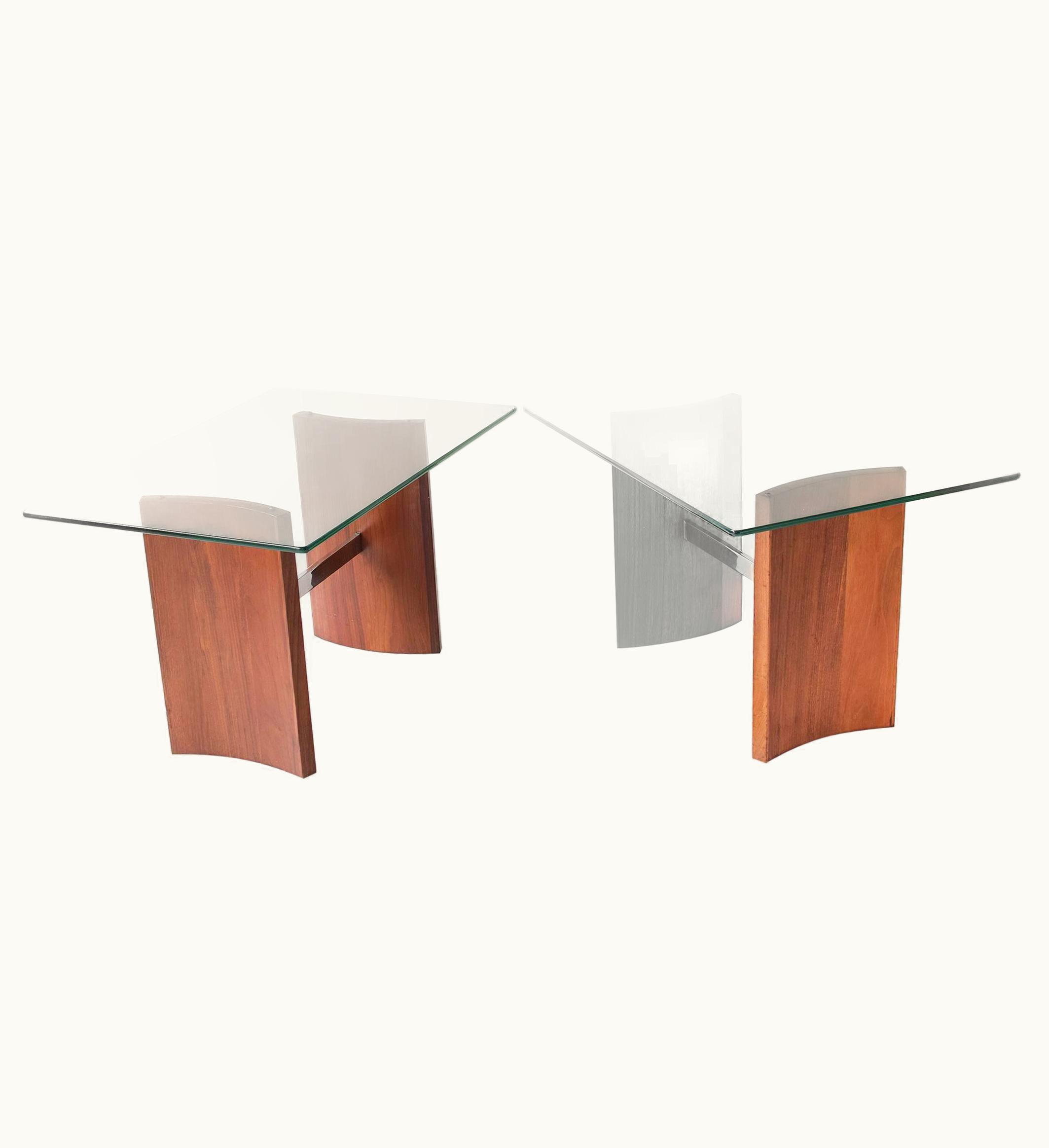 Vladimir Kagan Vladimir Kagan Walnut And Glass End Tables