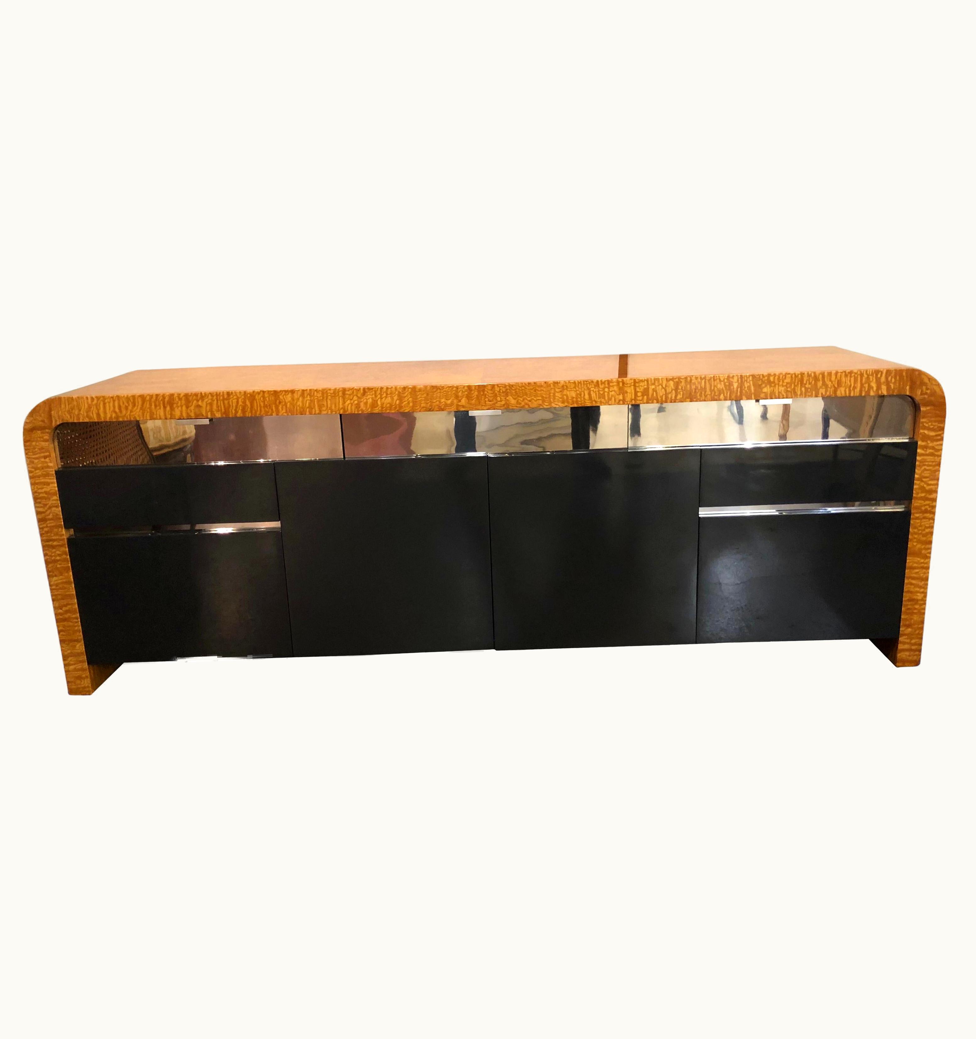 Vladimir Kagan Vladimir Kagan Burl Wood And Lacquered Sideboard Or Console With File Cabinets