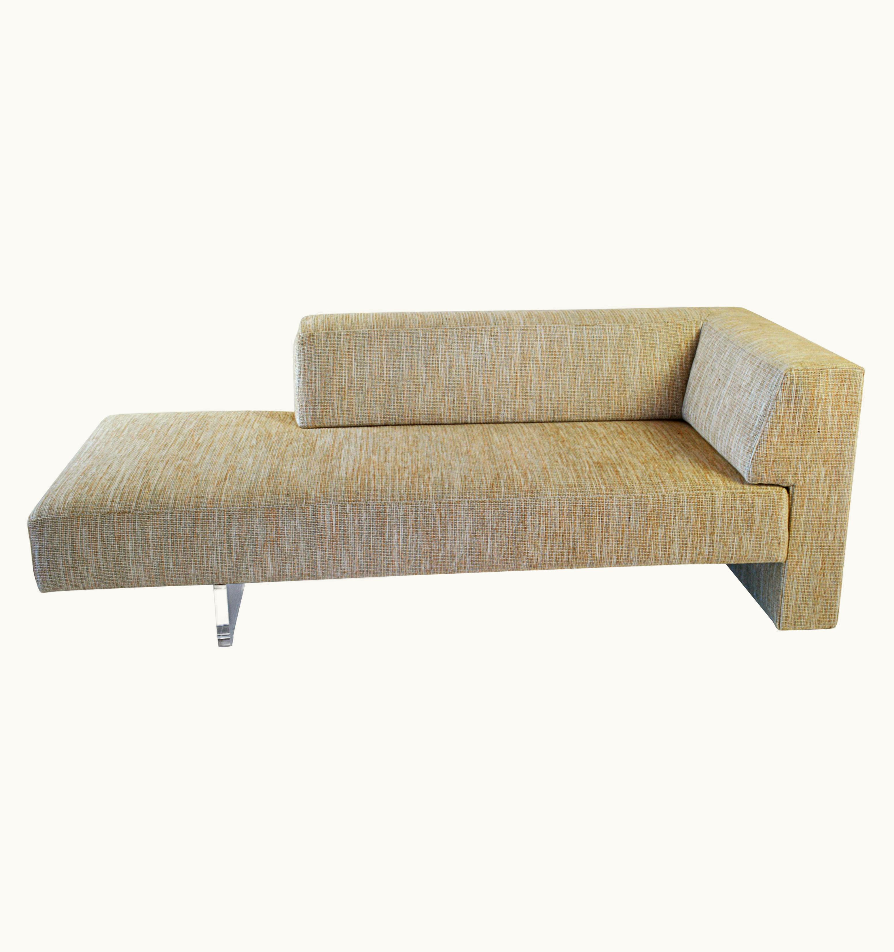 Vladimir Kagan Vladimir Kagan Omnibus I One Arm Loveseat In Upholstered Seat With Lucite Base