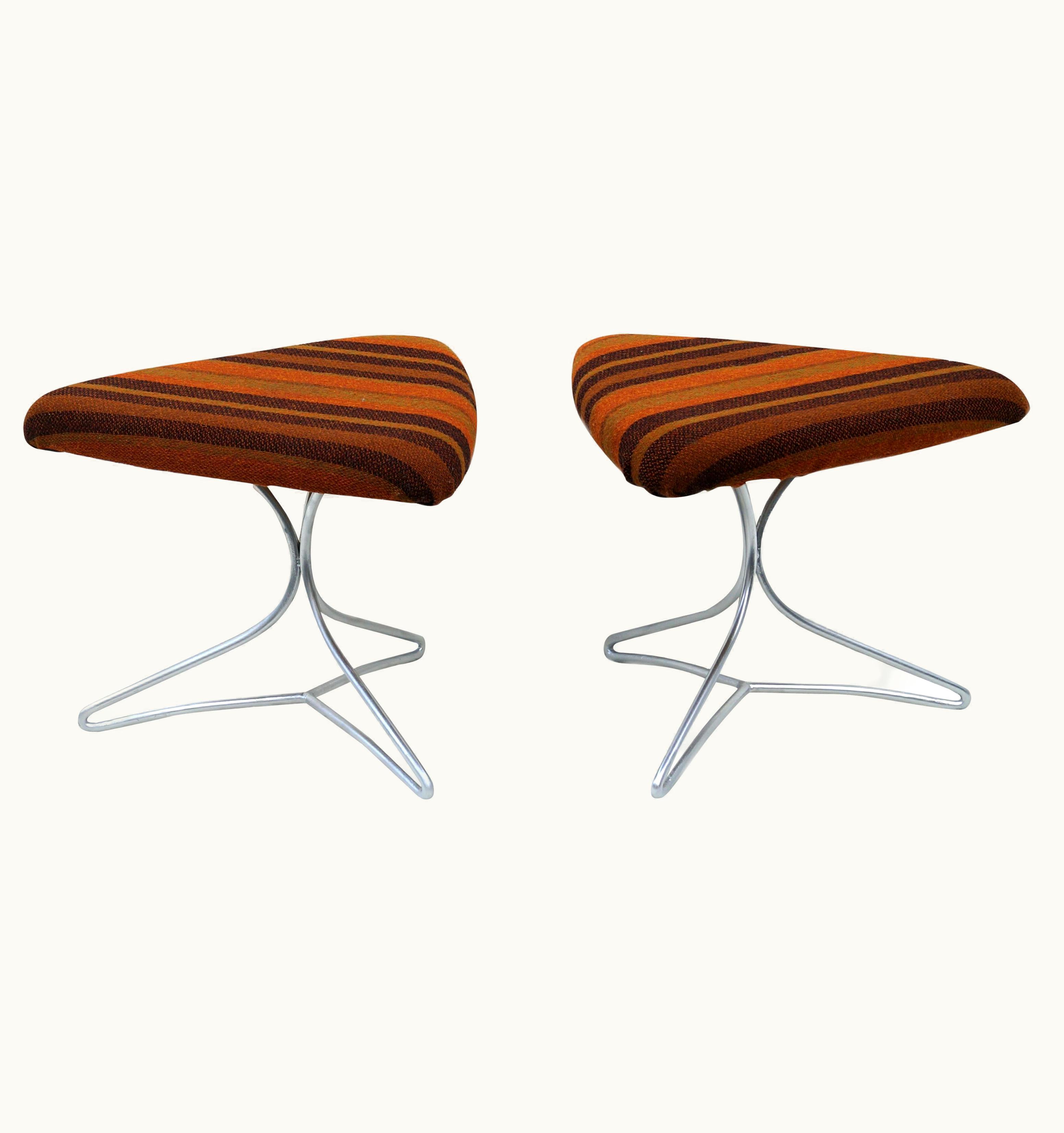 Vladimir Kagan Vladimir Kagan Pair Of Vladimir Kagan Tripod Stools Ottomans Footchair Vanity Chairs