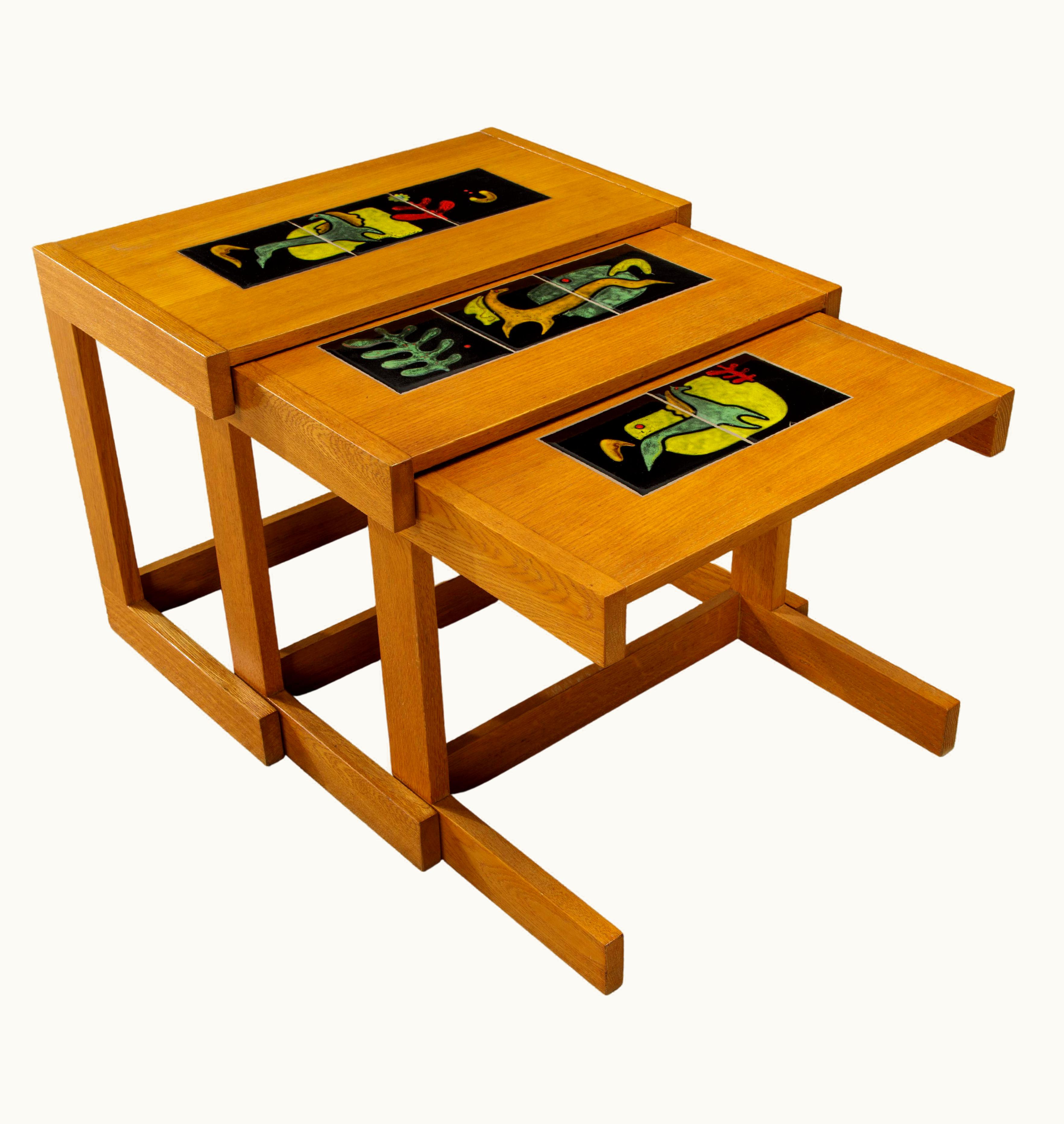 Vladimir Kagan Vladimir Kagan For Kagan-Dreyfuss Nesting Tables W Kasuba Tiles, C 1950, Signed