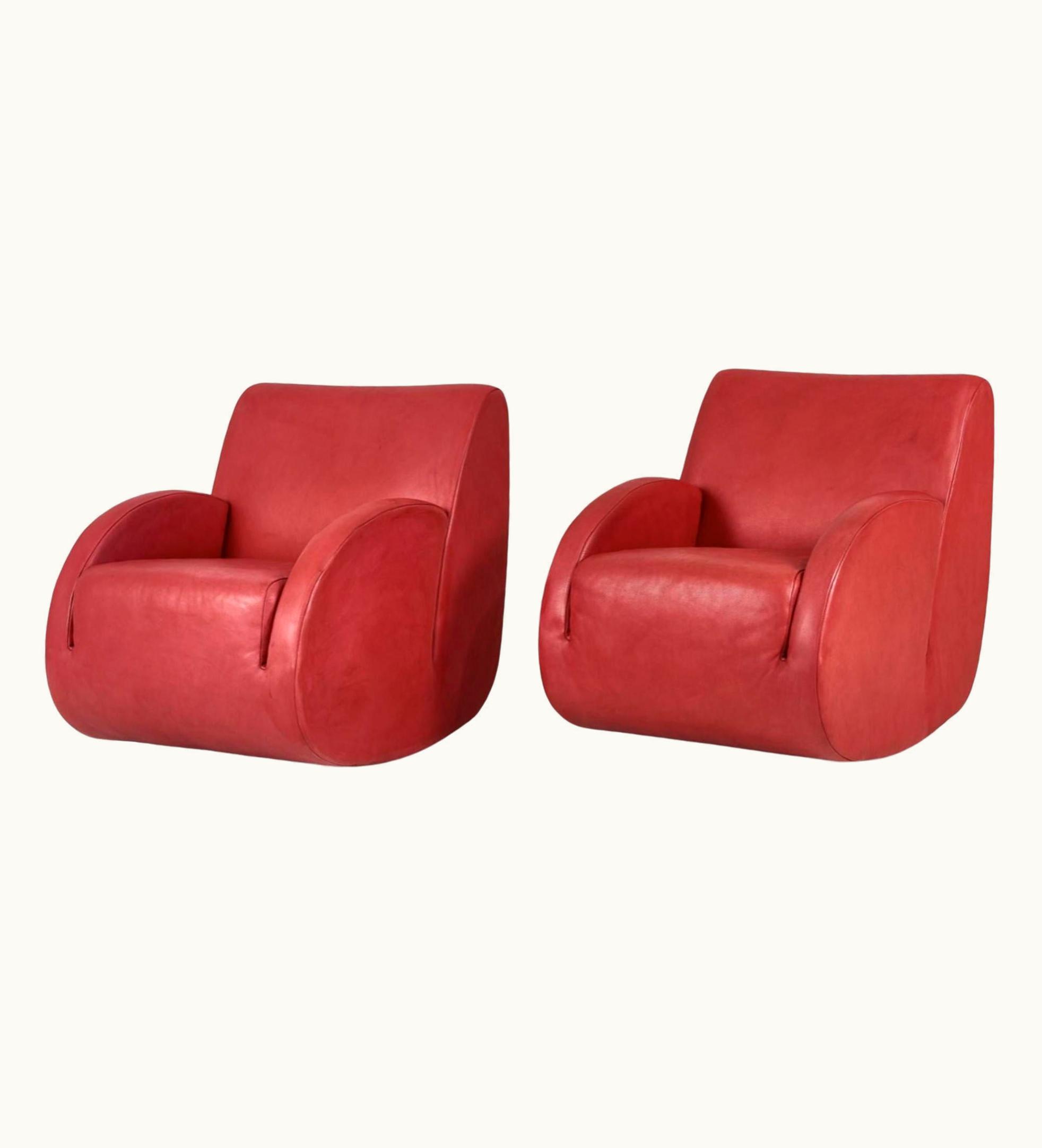 Vladimir Kagan Vladimir Kagan Pair Vladimir Kagan Leather Rocking Chairs