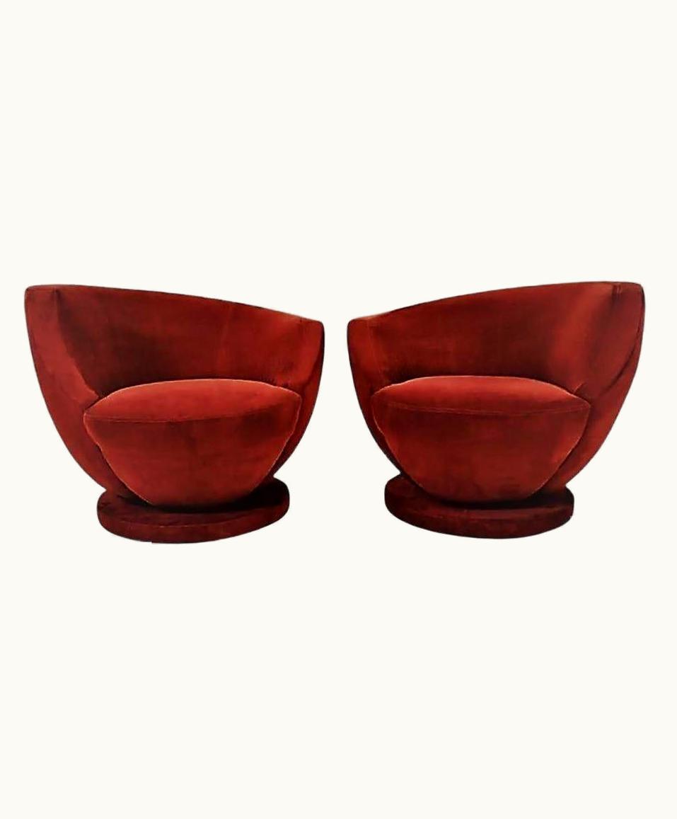 Vladimir Kagan Vladimir Kagan Pair Of Vladimir Kagan Rare Swivel Lounge Chairs For Directional