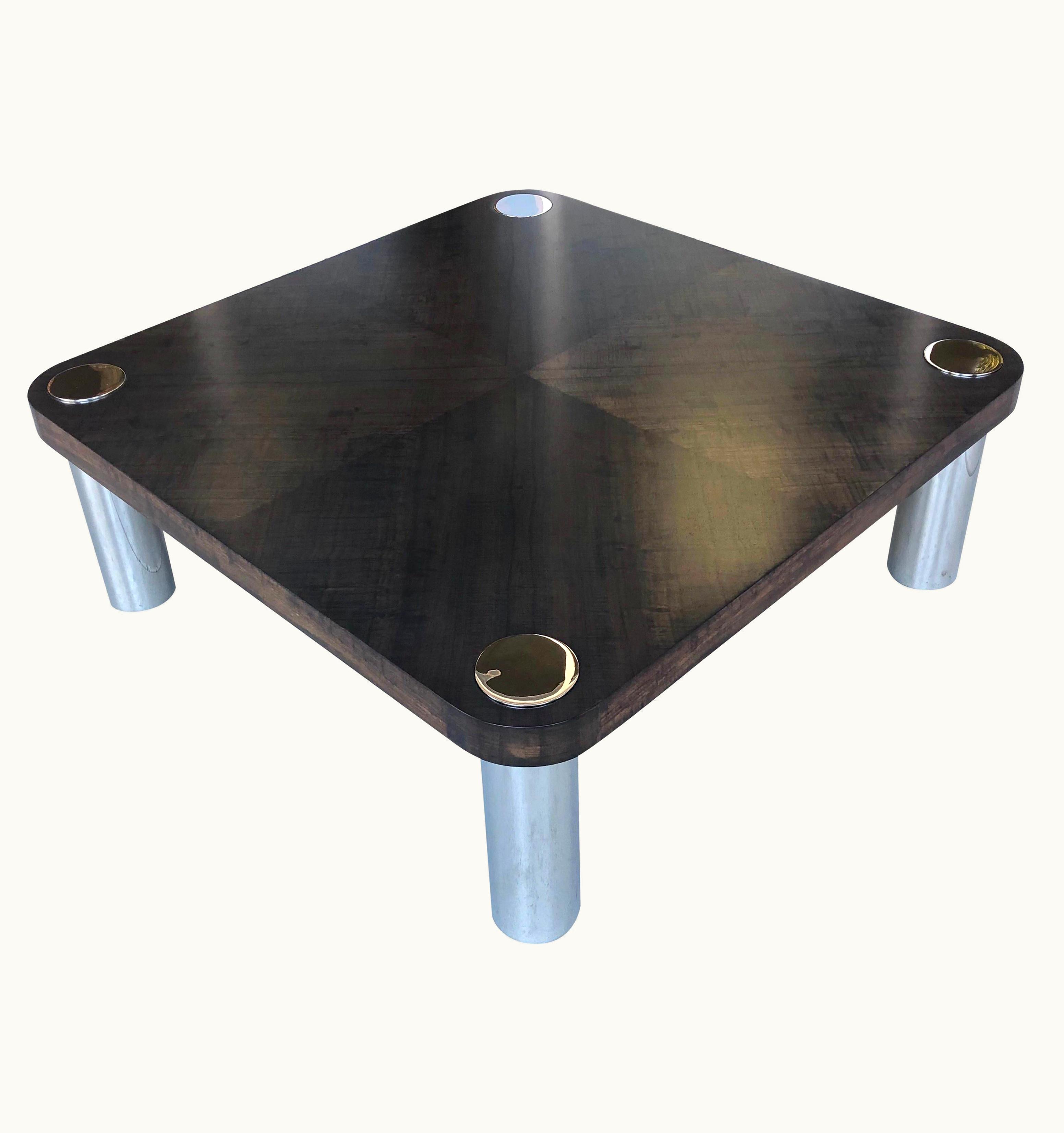 Vladimir Kagan Vladimir Kagan Wood And Stainless Steel Coffee Table, 1970s