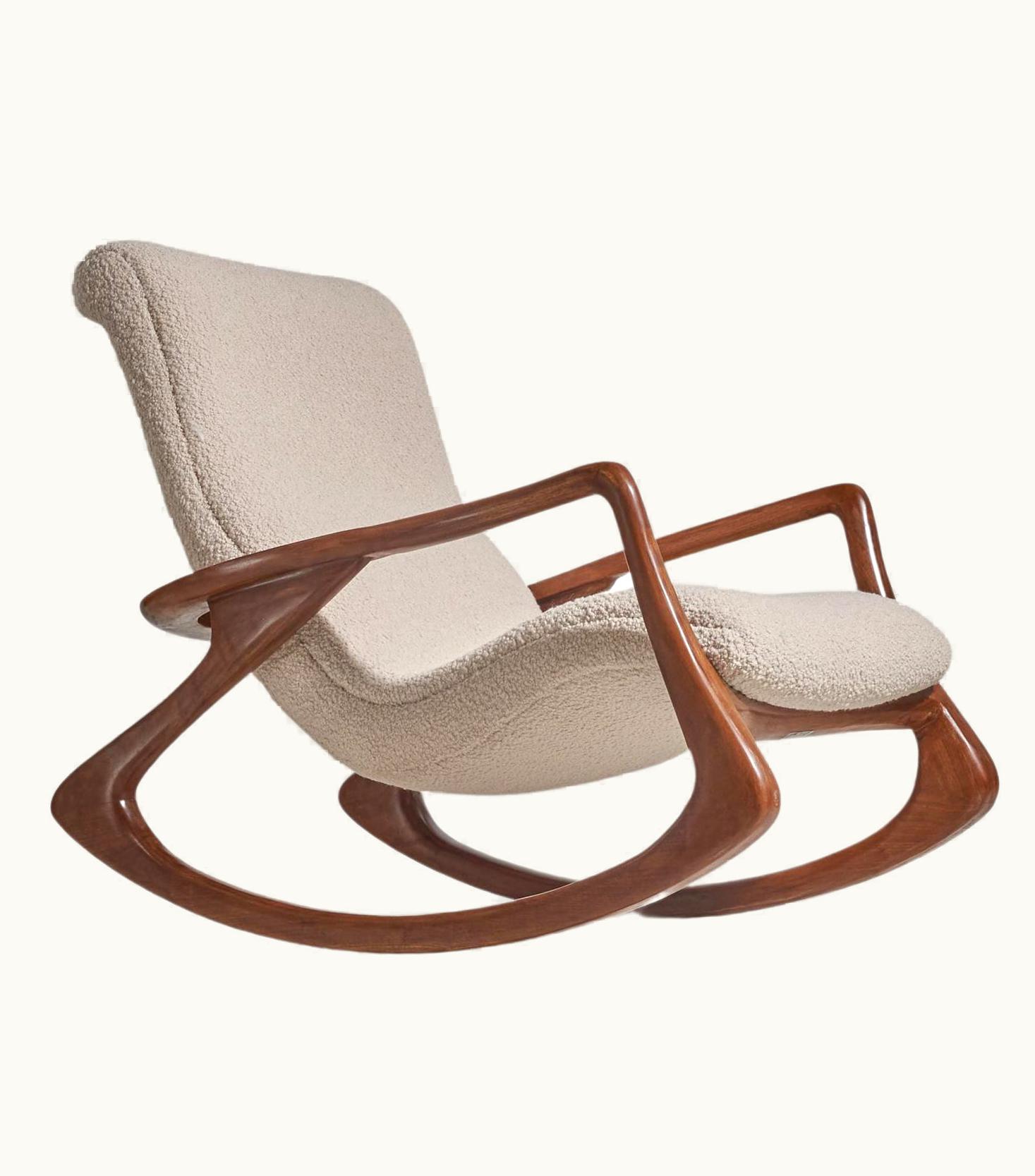 Vladimir Kagan Vladimir Kagan, Rocking Chair, Walnut, White Fabric, Kagan Designs, Inc C. 1950
