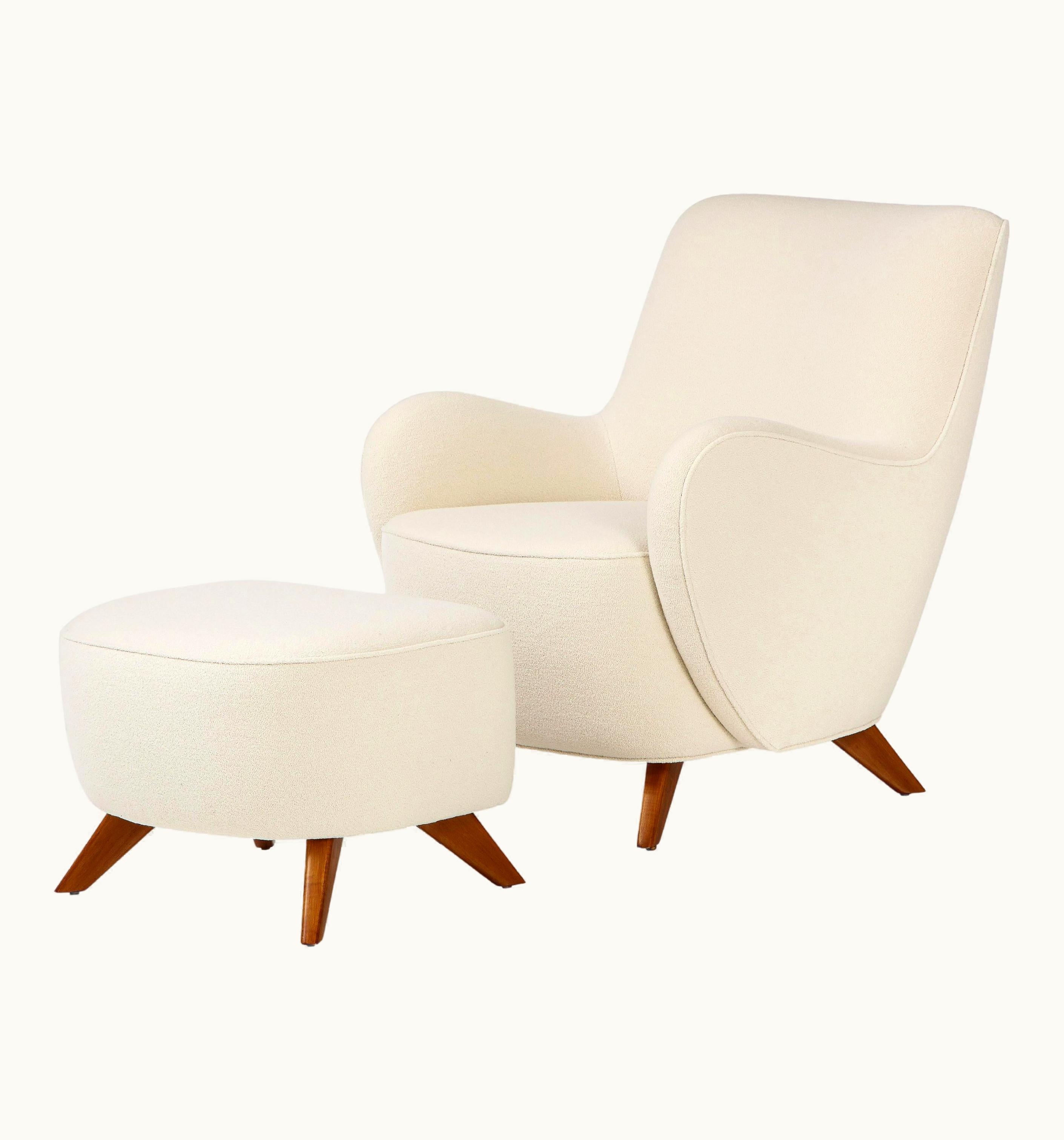 Vladimir Kagan Vladimir Kagan Early Rare High Back Barrel Lounge Chair And Ottoman, USA, 1950s