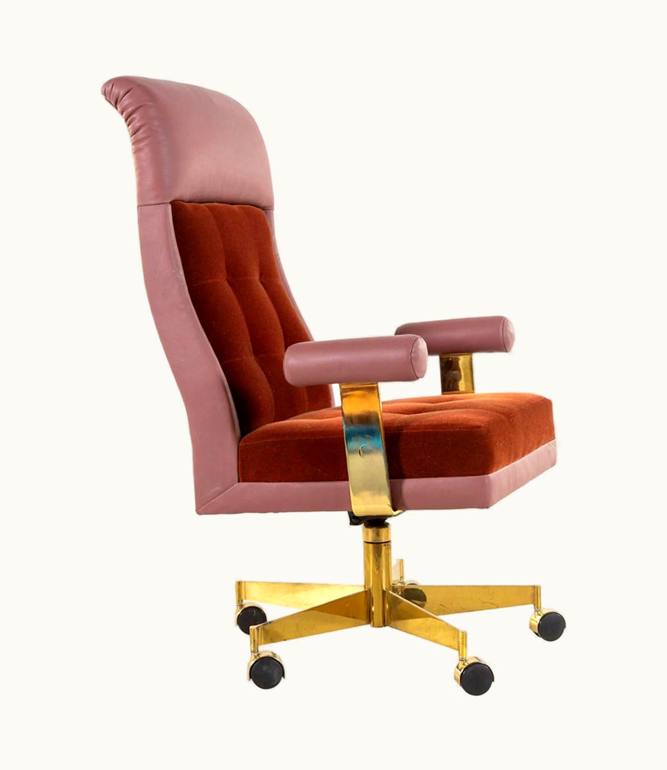 Vladimir Kagan Vladimir Kagan Leather And Mohair Executive Desk Chair, Circa 1979, Signed