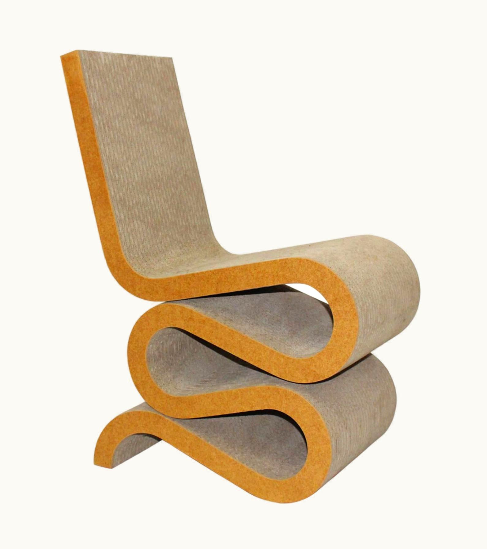 Frank Gehry Frank Gehry Mid Century Modern Vintage Cardboard Wiggle Side Chair By Frank O. Gehry, 1972