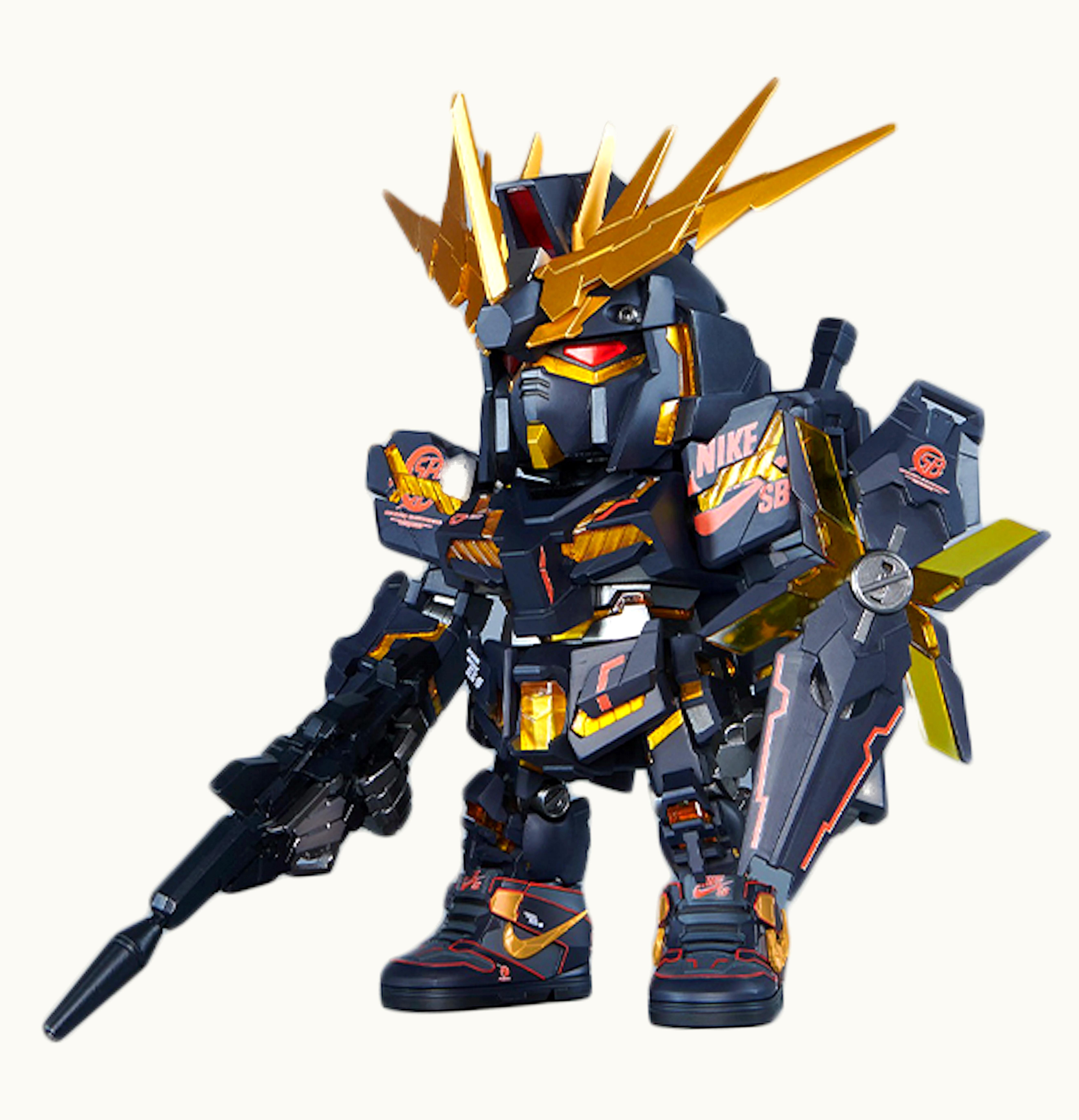 Bandai Gundam Gundam x Nike SB Unicorn QMSV RX 0 Gundam 02 Destory Mode Mini Action Figure