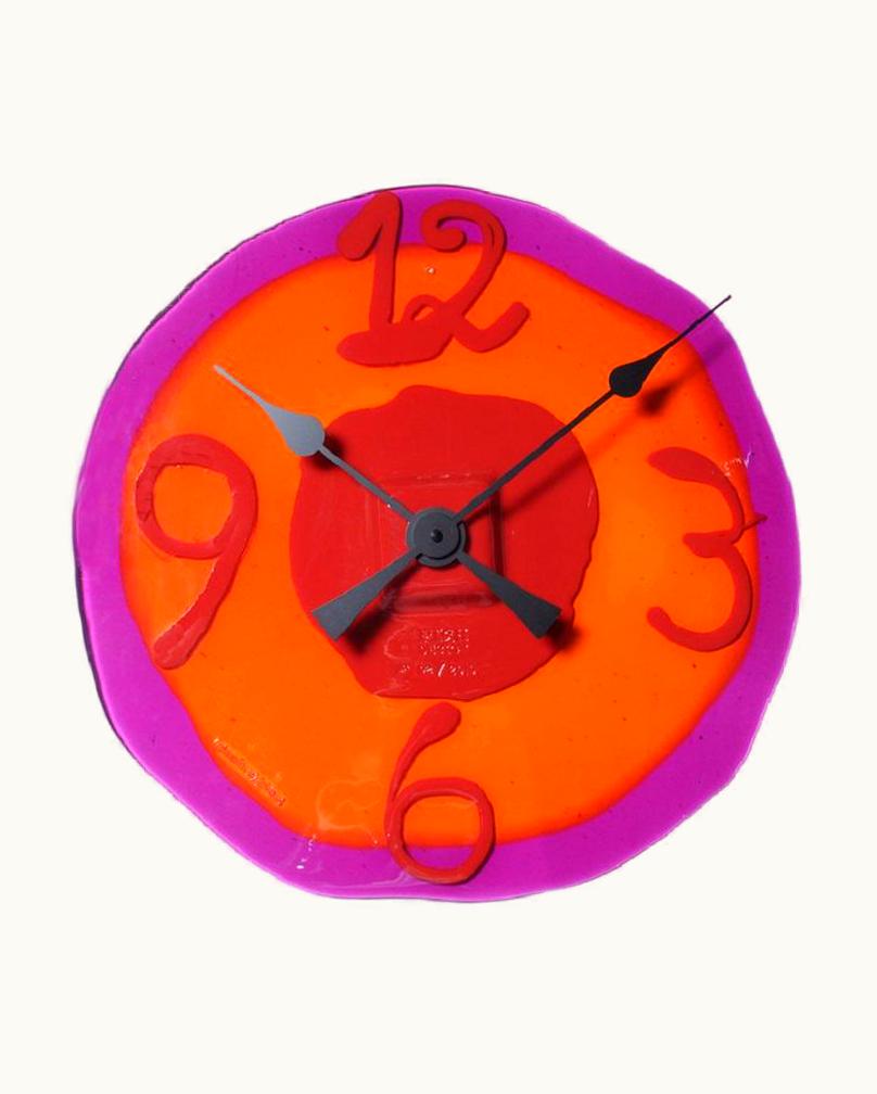 Gaetano Pesce Gaetano Pesce Watch Me Large Clock In Clear Fuchsia, Clear Orange & Matt Red By Gaetano Pesce