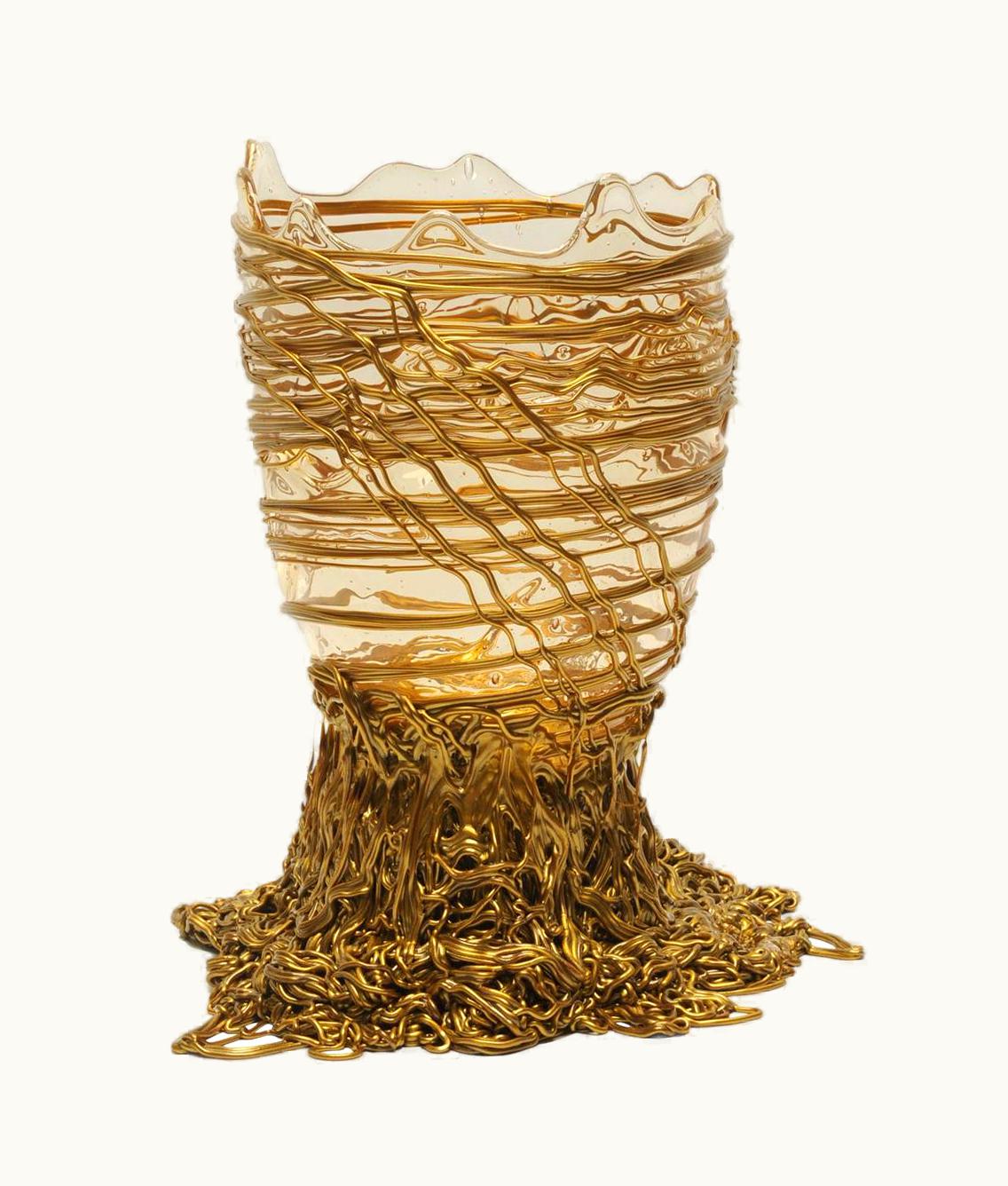 Gaetano Pesce Gaetano Pesce Contemporary Gaetano Pesce Spaghetti M Vase Resin Clear Gold