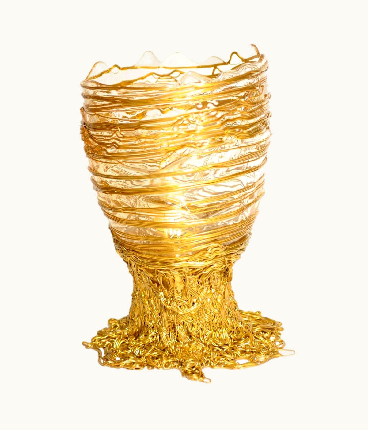 Gaetano Pesce Gaetano Pesce Contemporary Gaetano Pesce Spaghetti L Vase Resin Clear Gold