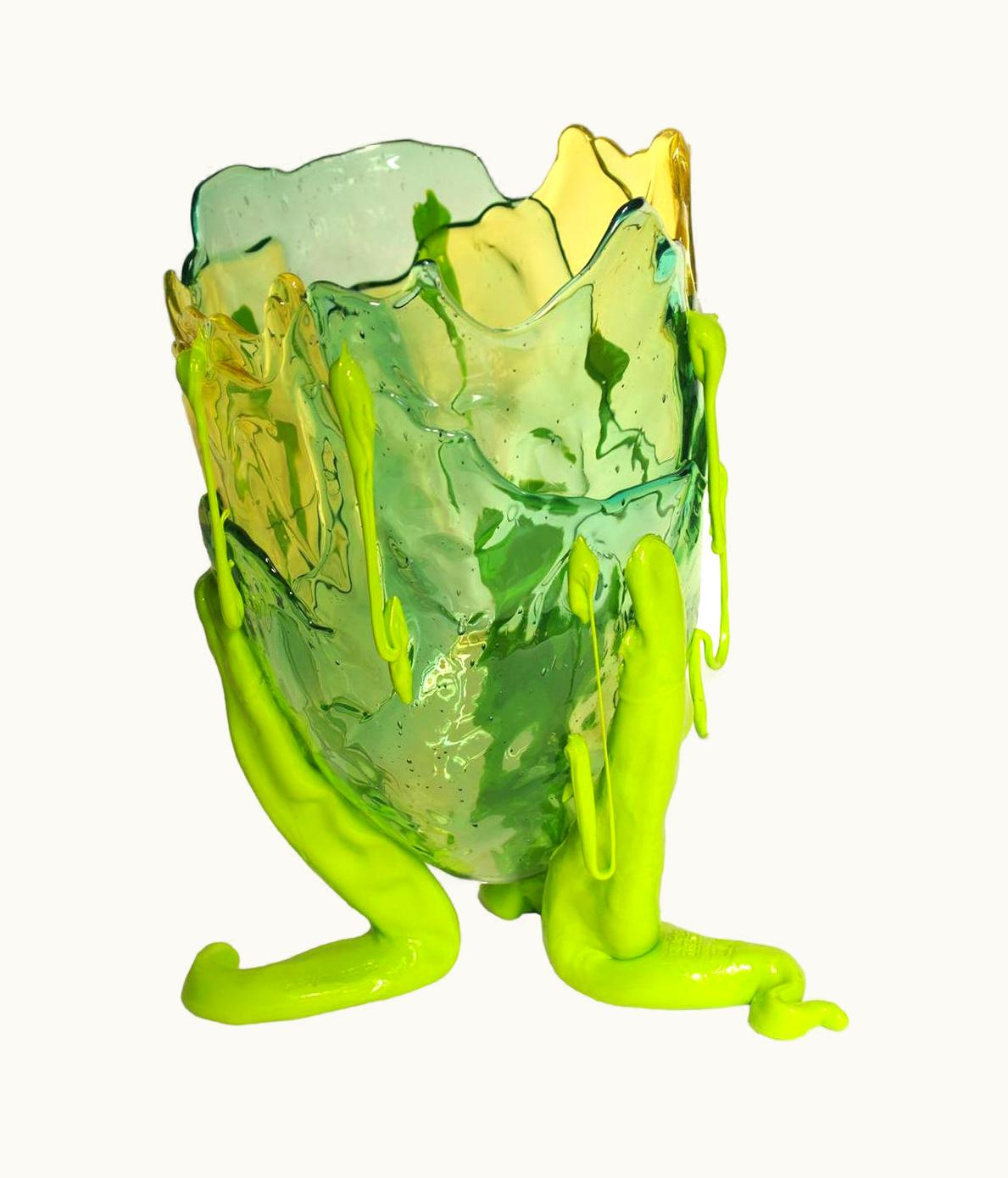 Gaetano Pesce Gaetano Pesce Contemporary Gaetano Pesce Clear Special XL Vase Resin Yellow, Lime, Turquoise
