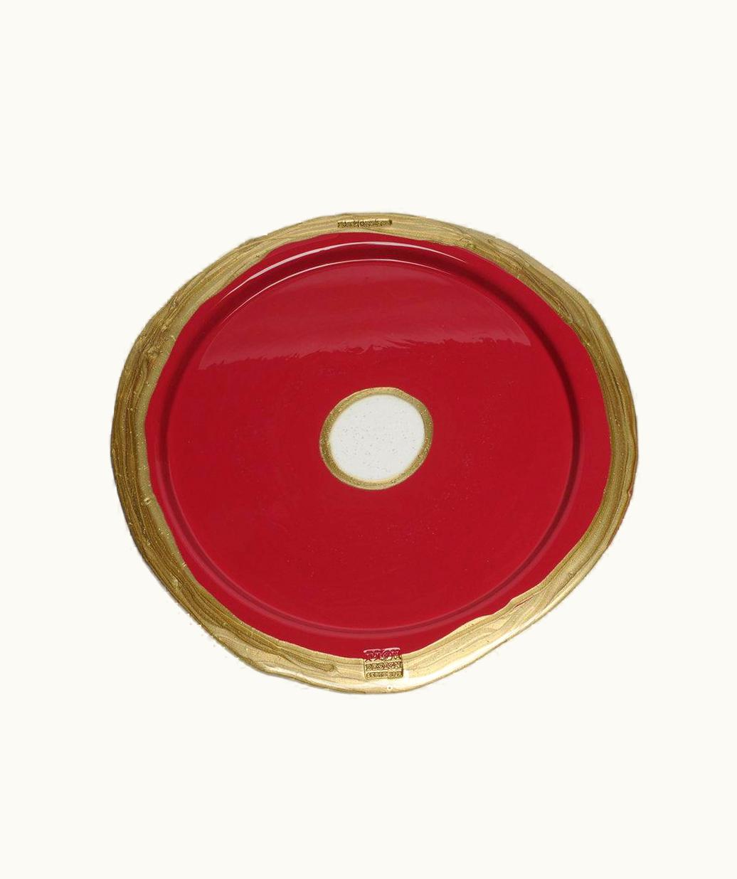 Gaetano Pesce Gaetano Pesce Try Medium Round Tray In Matt Dark Fuchsia, Bronze By Gaetano Pesce