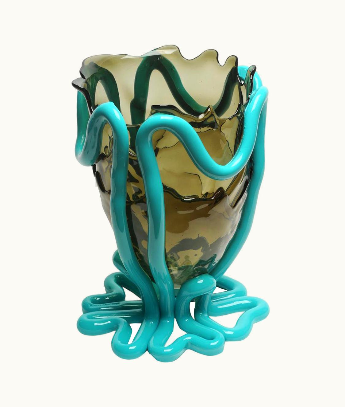 Gaetano Pesce Gaetano Pesce Contemporary Gaetano Pesce Indian Summer XL Vase Soft Resin Grey Turquoise