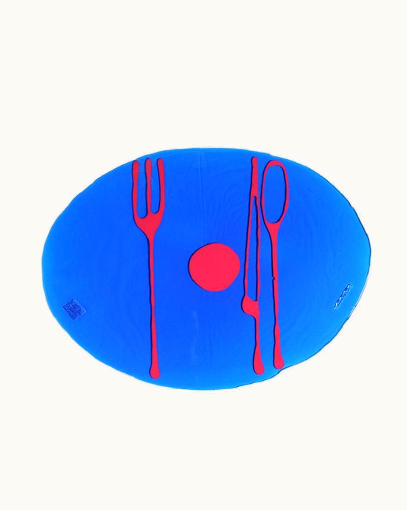 Gaetano Pesce Gaetano Pesce Set Of 4 Table Mates Placemats In Blue And Matt Fuchsia By Gaetano Pesce