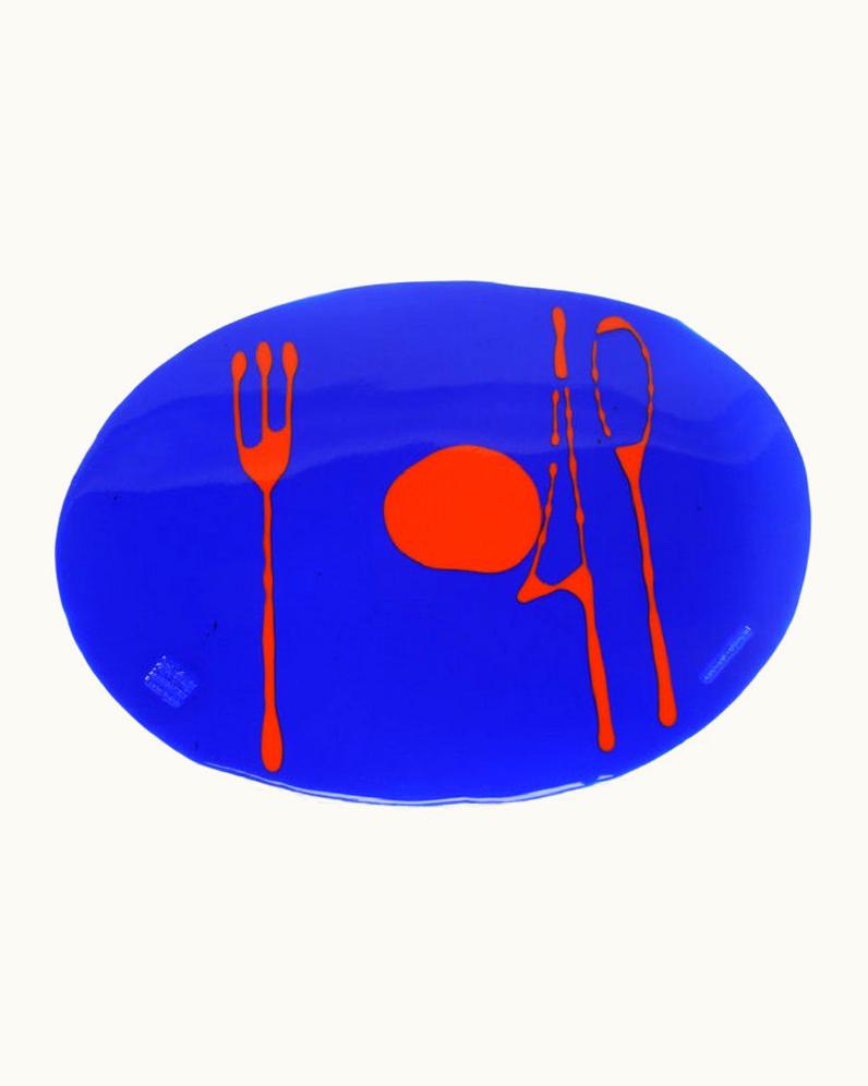 Gaetano Pesce Gaetano Pesce Set Of 4 Table Mates Placemats In Blue And Matt Orange By Gaetano Pesce
