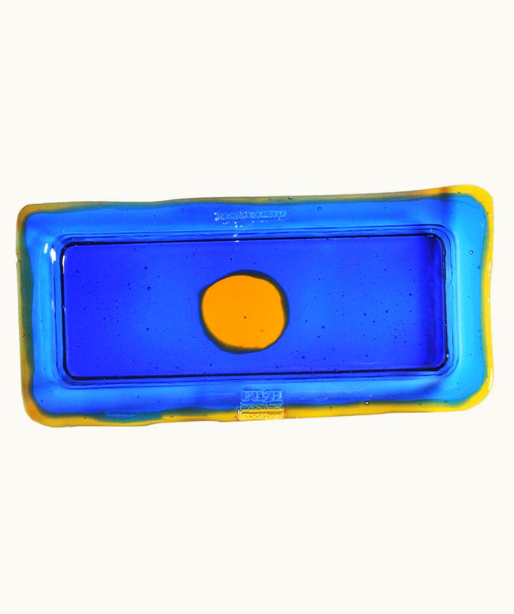 Gaetano Pesce Gaetano Pesce Try-Tray Small Rectangular Tray In Blue, Amber By Gaetano Pesce