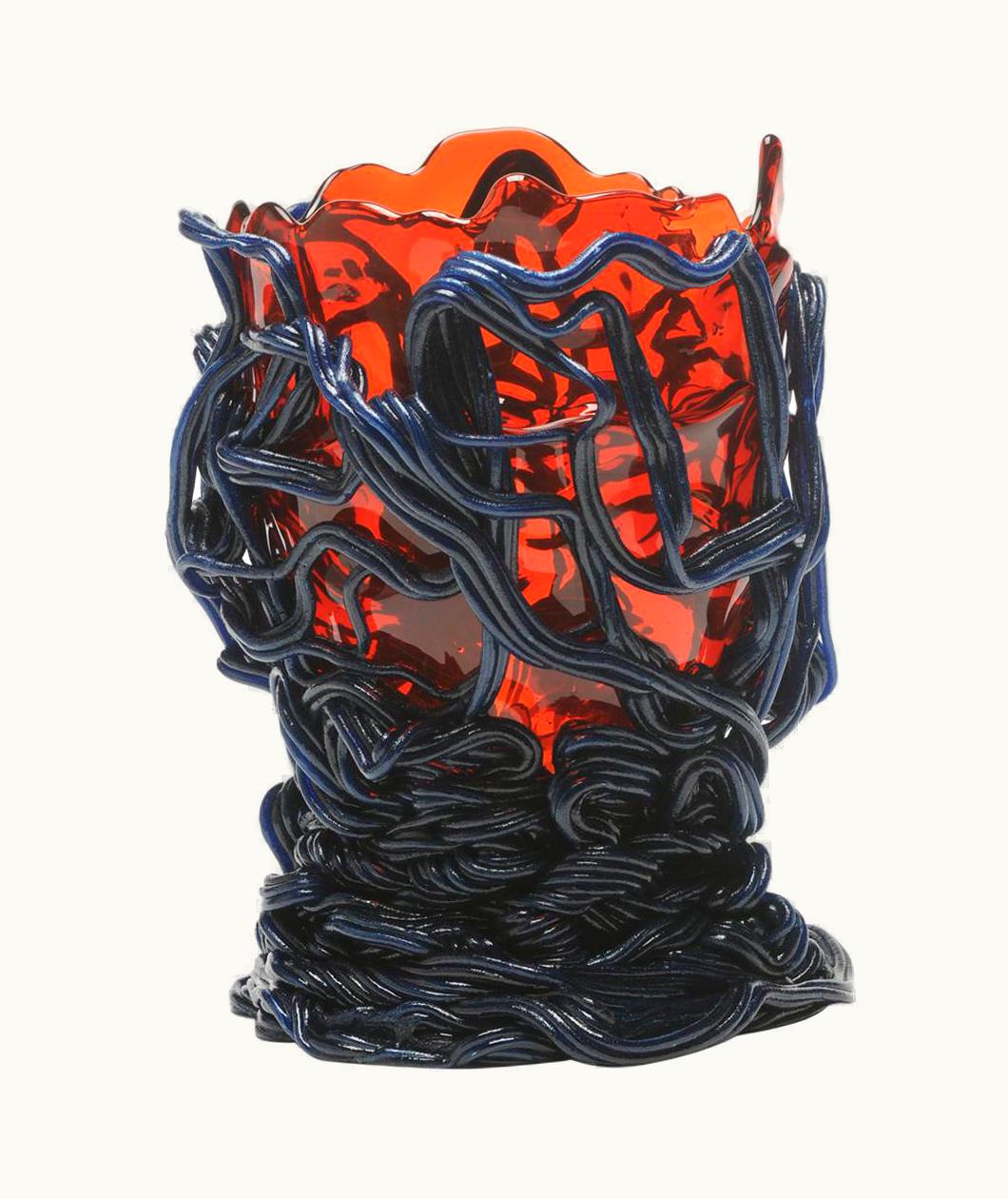 Gaetano Pesce Gaetano Pesce Contemporary Fish Design Gaetano Pesce Spaghetti L Vase Soft Resin Red Matt Blue