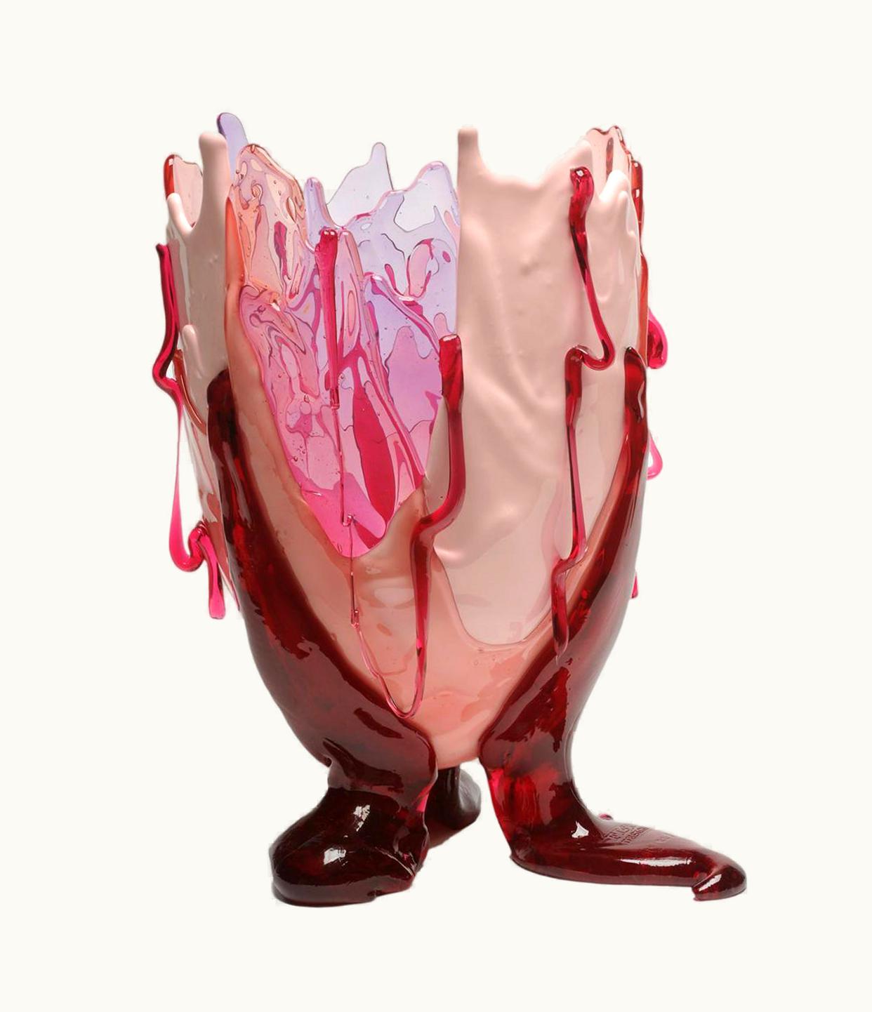 Gaetano Pesce Gaetano Pesce Contemporary Gaetano Pesce Clear Special L Vase Resin Fuchsia Pink Lilac