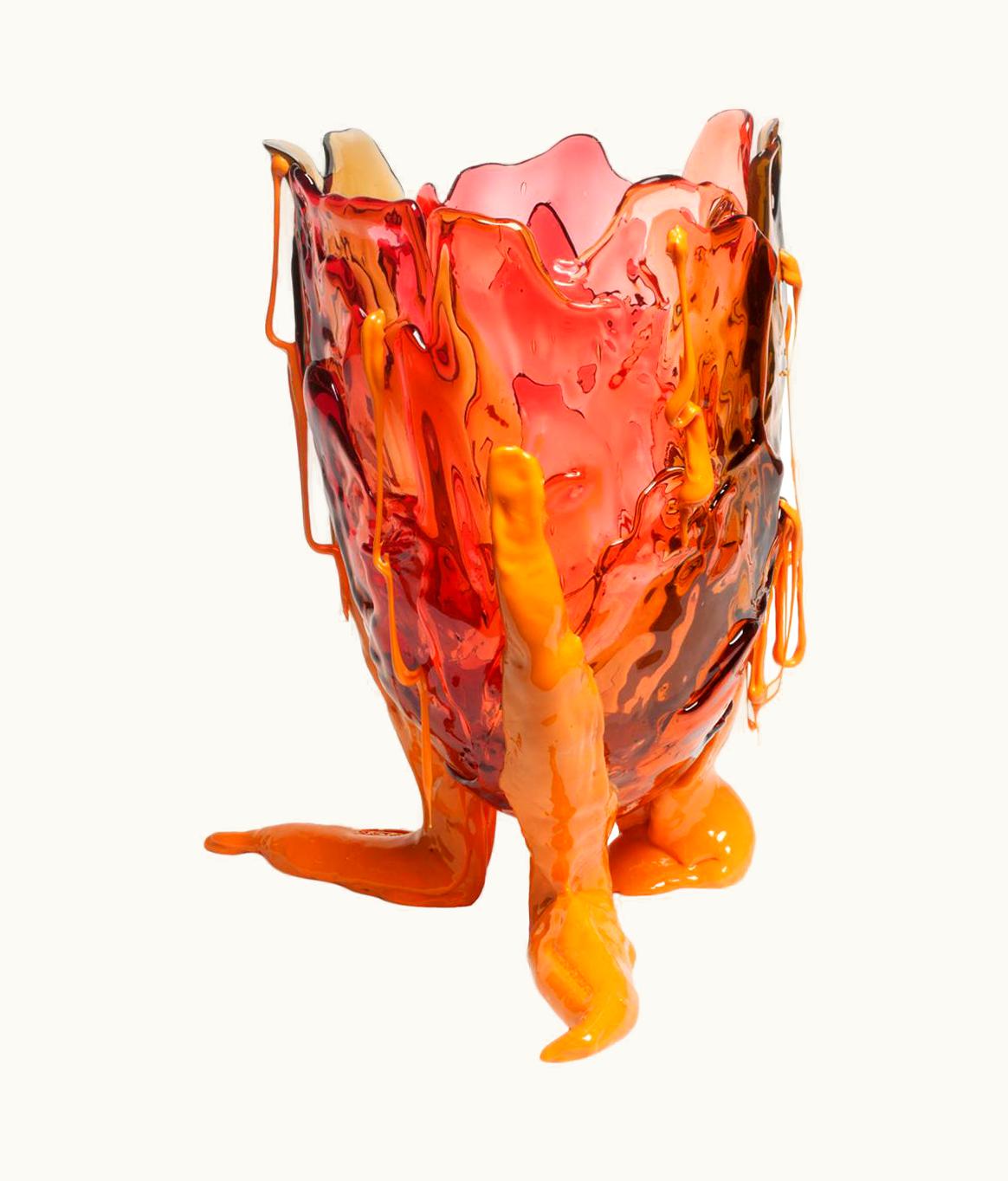 Gaetano Pesce Gaetano Pesce Contemporary Gaetano Pesce Clear Special XL Vase Resin Brown Fuchsia Pink Yellow