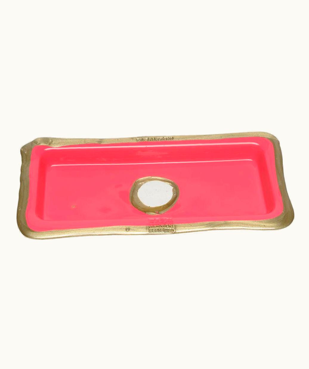 Gaetano Pesce Gaetano Pesce Try-Tray Small Rectangular Tray In Matt Fuchsia And Bronze By Gaetano Pesce