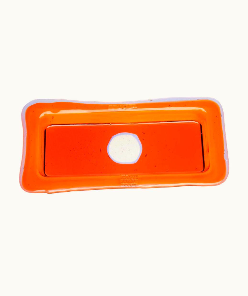 Gaetano Pesce Gaetano Pesce Try Large Rectangular Tray In Clear Orange, Lilac By Gaetano Pesce
