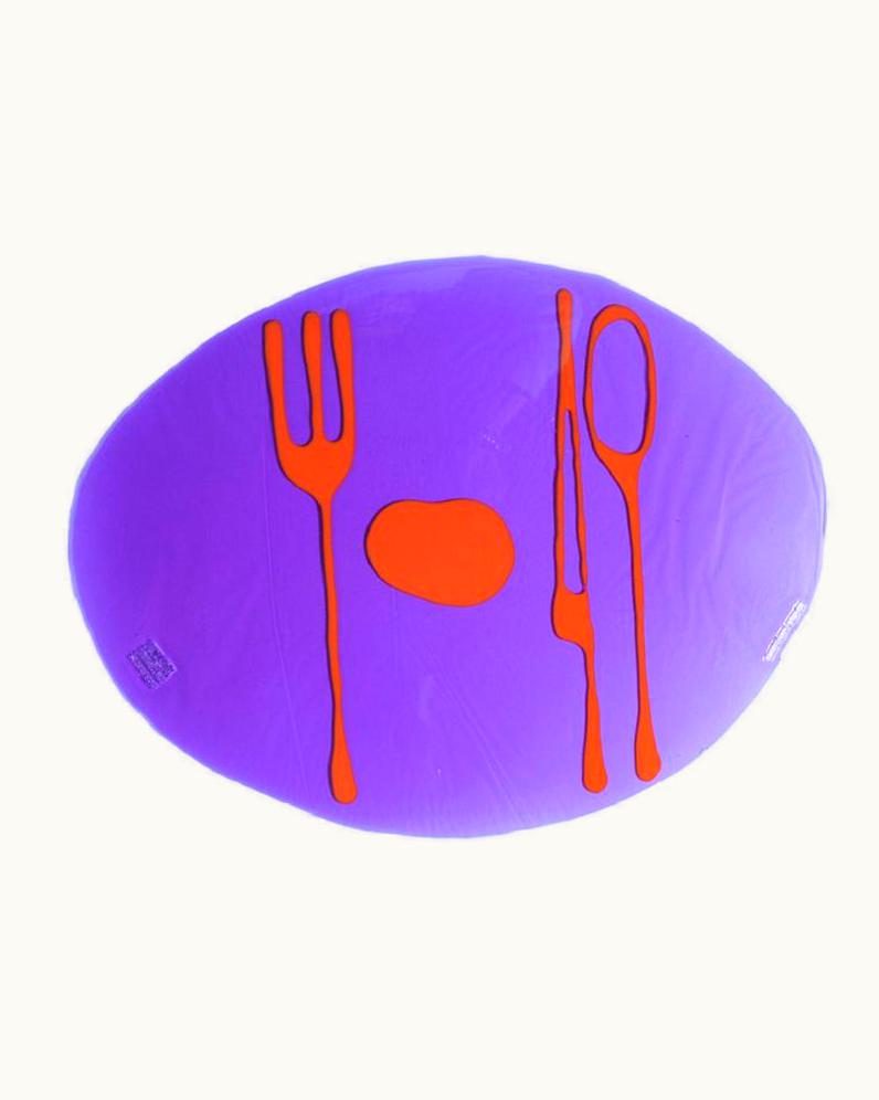 Gaetano Pesce Gaetano Pesce Set Of 4 Table Mates Placemats In Clear Purple And Matt Orange By Gaetano Pesce