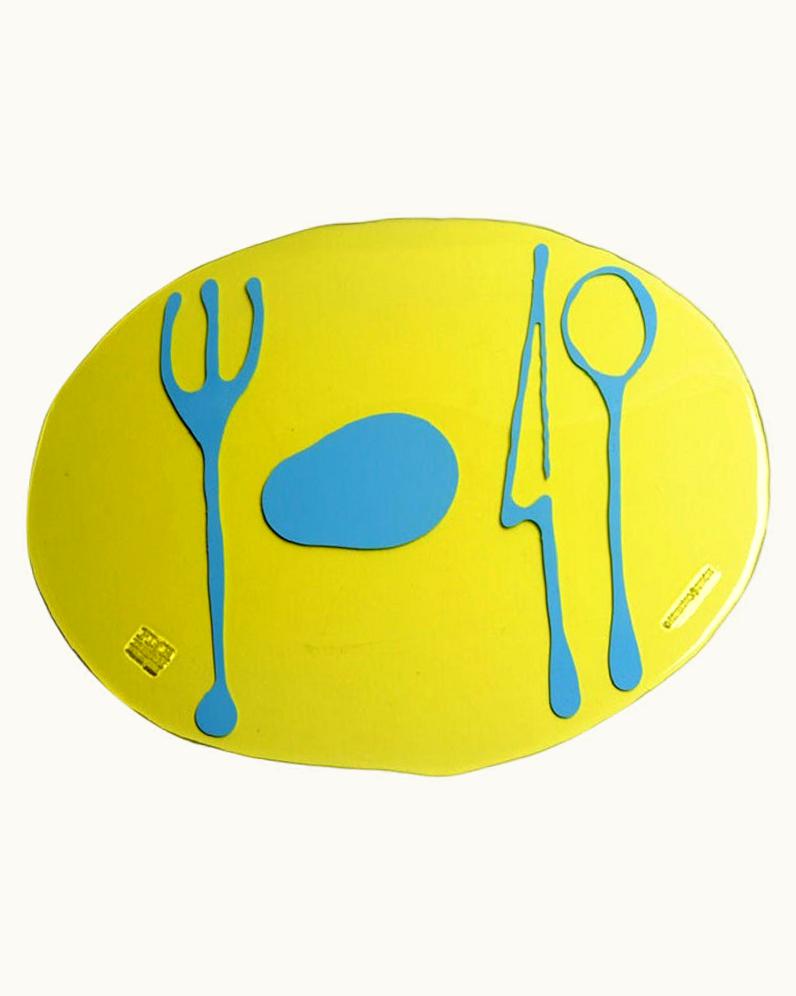 Gaetano Pesce Gaetano Pesce Set Of 4 Table Mates Placemats Clear Yellow And Matt Light Blue By Gaetano Pesce UZ0197509