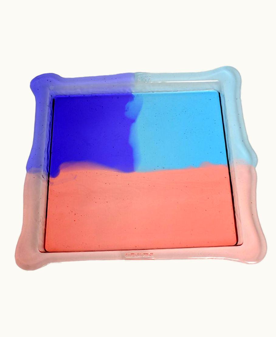 Gaetano Pesce Gaetano Pesce Try Medium Square Tray In Clear Purple, Light Ruby, Light Blue By Gaetano Pesce