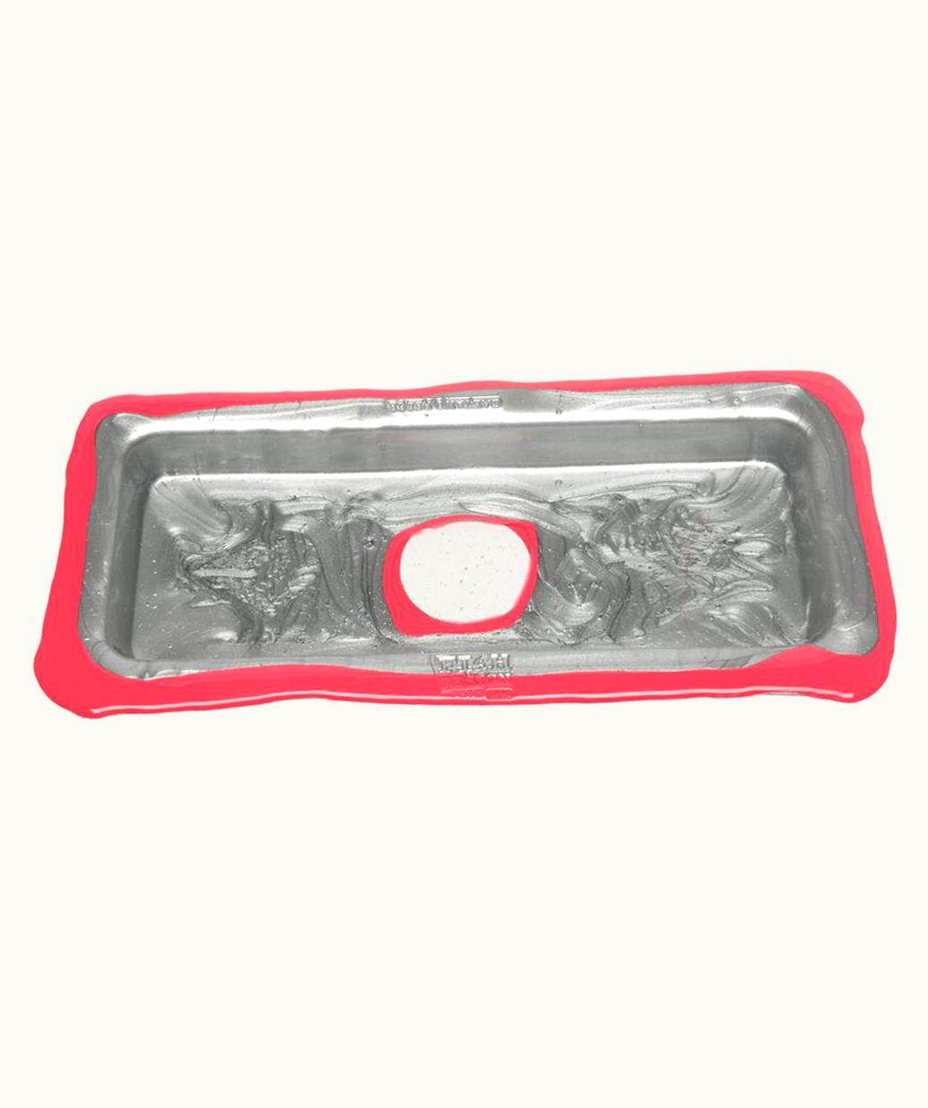 Gaetano Pesce Gaetano Pesce Try-Tray Large Rectangular Tray In Silver And Matt Fuchsia By Gaetano Pesce