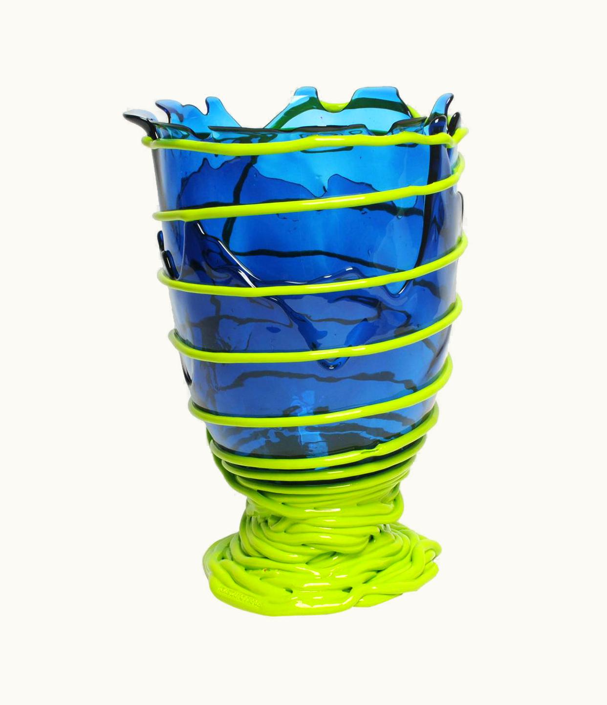 Gaetano Pesce Gaetano Pesce Contemporary Gaetano Pesce Pompitu II M Vase Soft Resin Blue Acid Green
