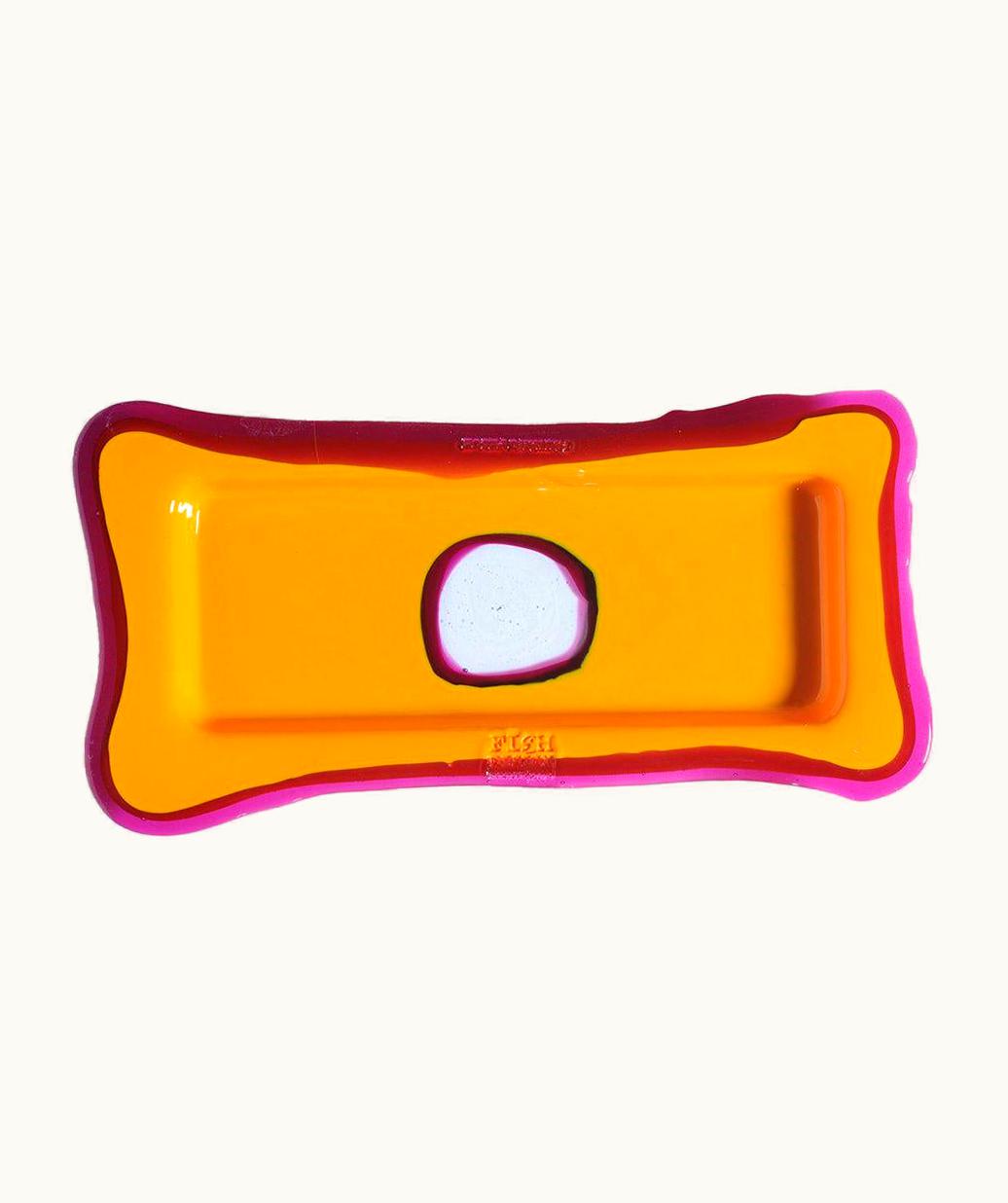 Gaetano Pesce Gaetano Pesce Try Large Rectangular Tray In Matt Warm Yellow, Clear Fuchsia By Gaetano Pesce