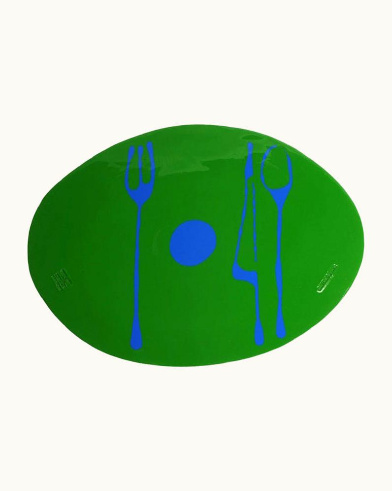 Gaetano Pesce Gaetano Pesce Set Of 4 Table Mates Placemats In Matt Grass Green And Blue By Gaetano Pesce