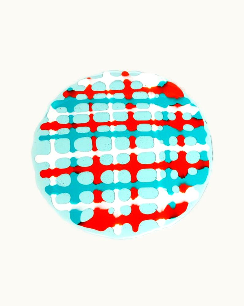 Gaetano Pesce Gaetano Pesce Set Of 4 Tartan Placemats Aqua, Matt Turquoise, Orange, White By Paola Navone