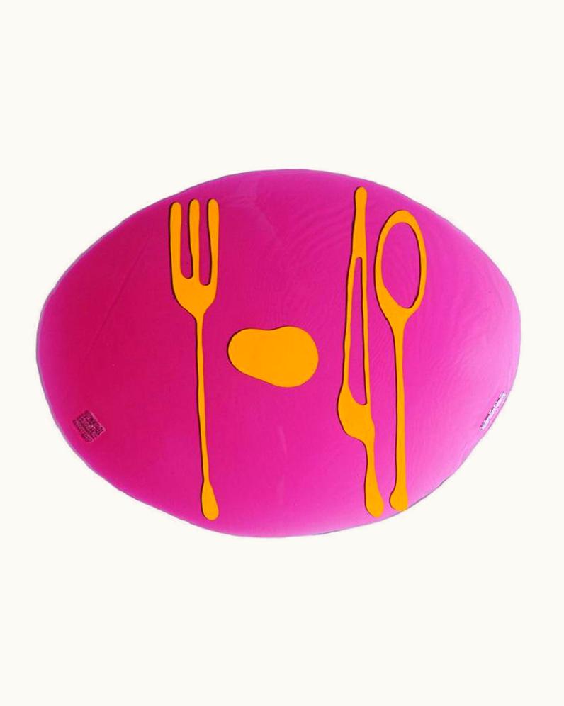 Gaetano Pesce Gaetano Pesce Set Of 4 Table Mates Placemats In Clear Fuchsia And Yellow By Gaetano Pesce