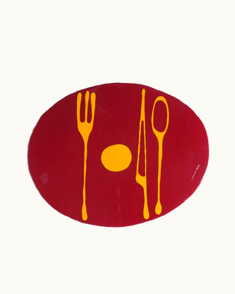 Gaetano Pesce Gaetano Pesce Set Of 4 Table Mates Placemats In Bordeaux And Yellow By Gaetano Pesce