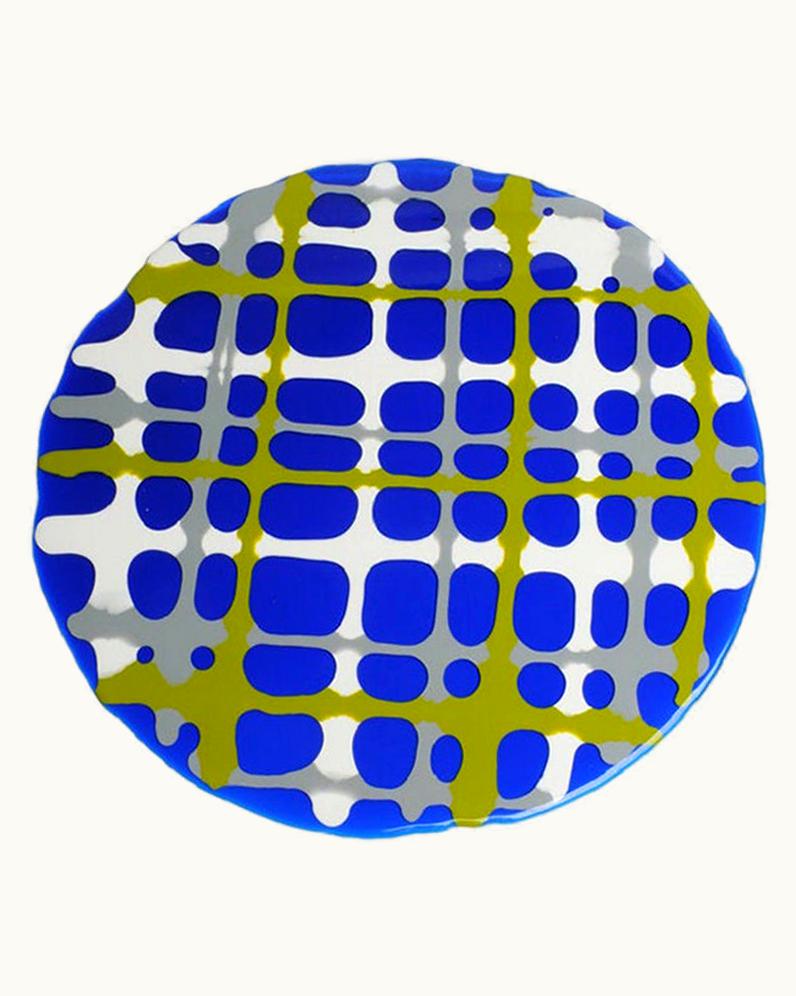 Gaetano Pesce Gaetano Pesce Tartan Placemats In Blue, Matt Grey, Green, White By Paola Navone