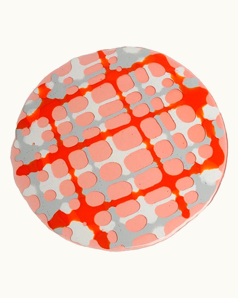 Gaetano Pesce Gaetano Pesce Set Of 4 Tartan Placemats Light Ruby, Matt Grey, Orange, White By Paola Navone