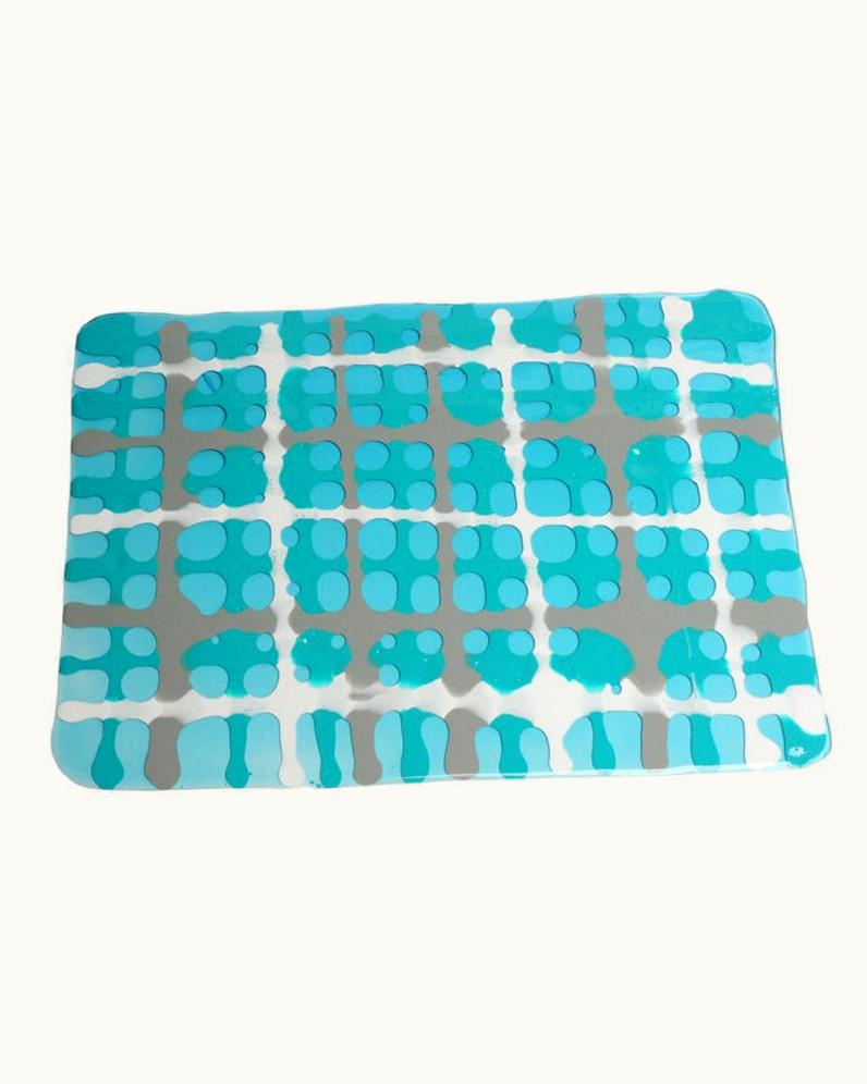Gaetano Pesce Gaetano Pesce Set Of 4 Tartan Placemats Aqua, Matt Turquoise, White, Grey By Paola Navone