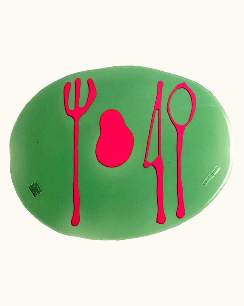 Gaetano Pesce Gaetano Pesce Set Of 4 Table Mates Placemats Clear Bottle Green And Fuchsia By Gaetano Pesce