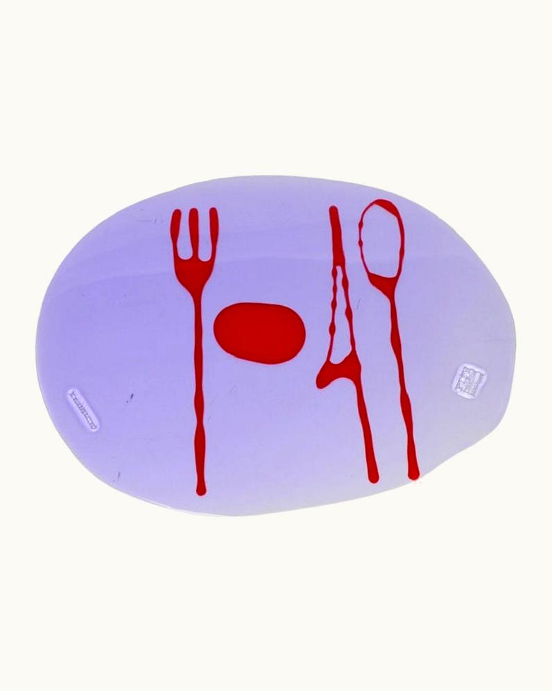 Gaetano Pesce Gaetano Pesce Set Of 4 Table Mates Placemats In Clear Lilac And Matt Red By Gaetano Pesce