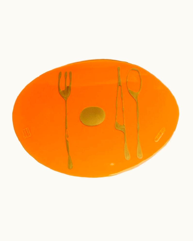 Gaetano Pesce Gaetano Pesce Set Of 4 Table Mates Placemats In Clear Orange And Gold By Gaetano Pesce
