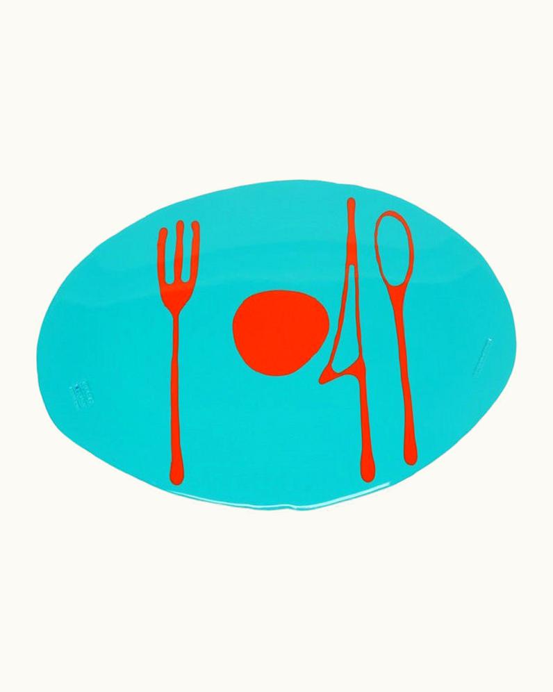 Gaetano Pesce Gaetano Pesce Set Of 4 Table Mates Placemats In Matt Turquoise And Orange By Gaetano Pesce