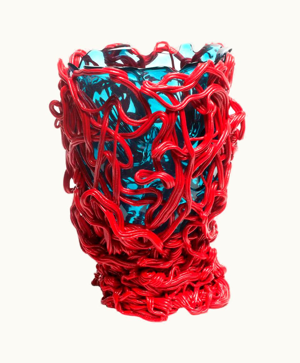 Gaetano Pesce Gaetano Pesce Contemporary Fish Design Gaetano Pesce Spaghetti L Vase Soft Resin Red Blue