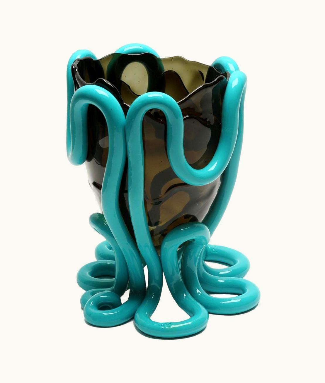 Gaetano Pesce Gaetano Pesce Contemporary Gaetano Pesce Indian Summer M Vase Soft Resin Grey Turquoise
