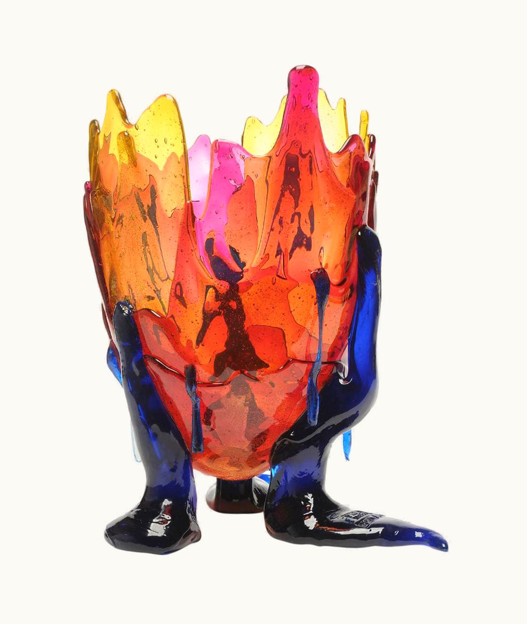 Gaetano Pesce Gaetano Pesce Contemporary Gaetano Pesce Clear Special L Vase Soft Resin Amber Fuchsia Blue