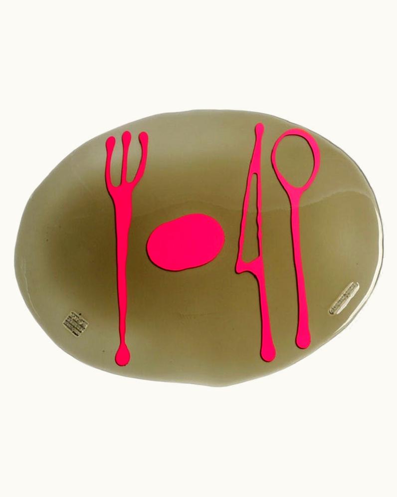 Gaetano Pesce Gaetano Pesce Set Of 4 Table Mates Placemats In Clear Fumè And Matt Fuchsia By Gaetano Pesce