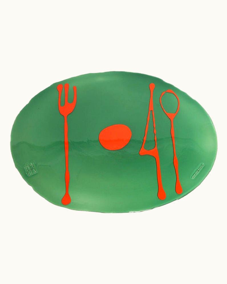 Gaetano Pesce Gaetano Pesce Set Of 4 Table Mates Placemats Bottle Green And Matt Orange By Gaetano Pesce