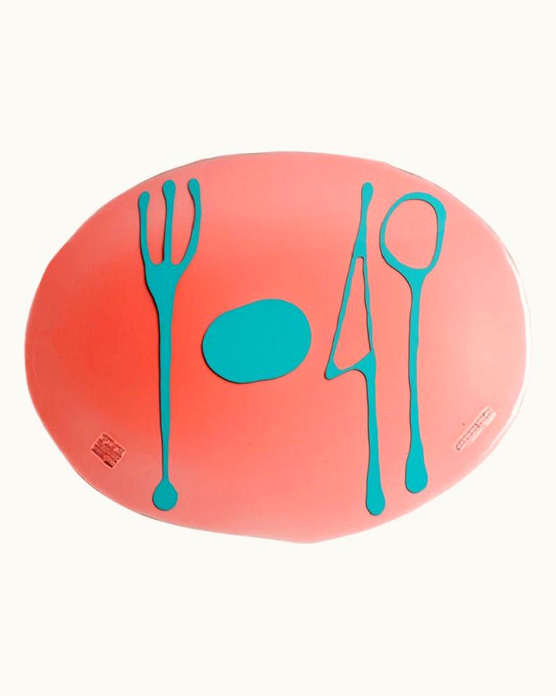 Gaetano Pesce Gaetano Pesce Set Of 4 Table Mates Placemats In Clear Rose Pink And Turquoise By Gaetano Pesce
